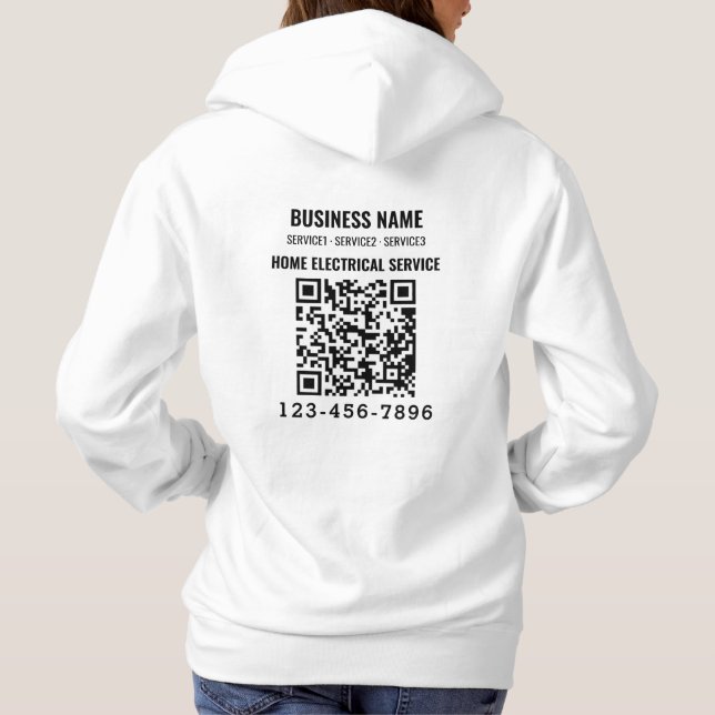 Home electric service QR code Logo custom work Hoodie (Back)