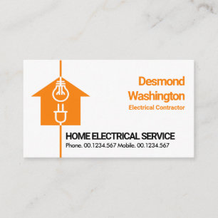 Home Electrical Cable Motif Electrician Service Business Card