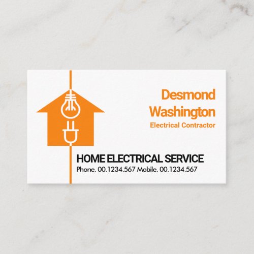 Home Electrical Cable Motif Electrician Service Business Card