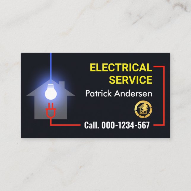 Home Electrical Circuit Frame Electrician Business Card (Front)