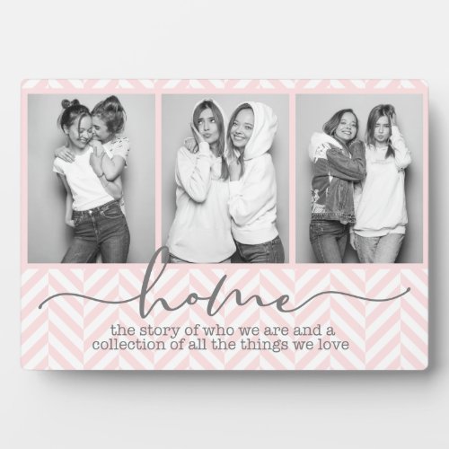 Home Family Sayings Modern Typography Three Photo Plaque