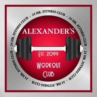 Home Fitness Center Workout Club Gym Open 24 Hrs Poster