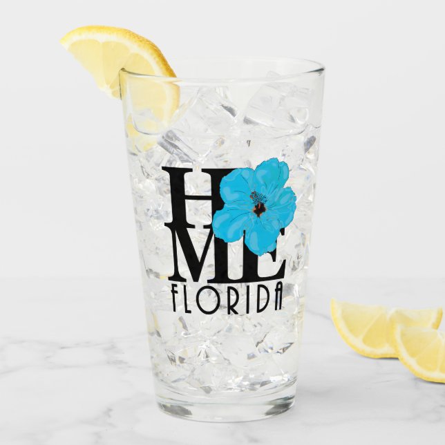HOME Florida Blue Hibiscus Glass (Front Ice)