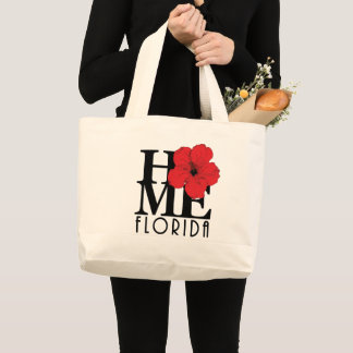 HOME Florida Red Hibiscus Large Tote Bag