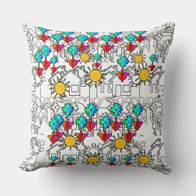 Home Flowers Sunshine  Throw Pillow (Front)