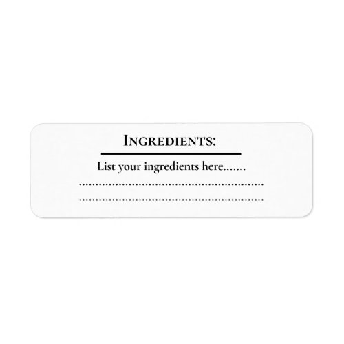 Home Food Kitchen Ingredients List Label 