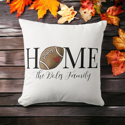 Home Football Family Name Throw Pillow