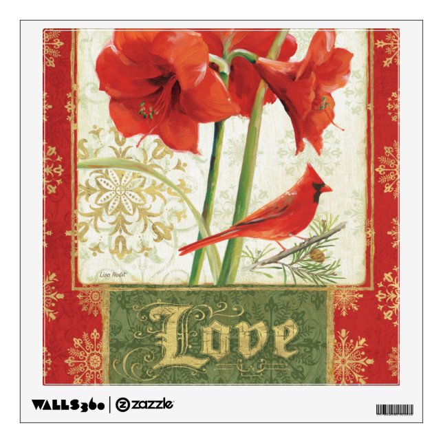 Home for Christmas Amaryllis Love Wall Sticker (Front)