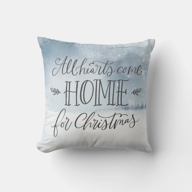 Home For Christmas Quote Throw Pillow (Front)