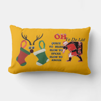 Home for Christmas To Do List Wishes Lumbar Pillow