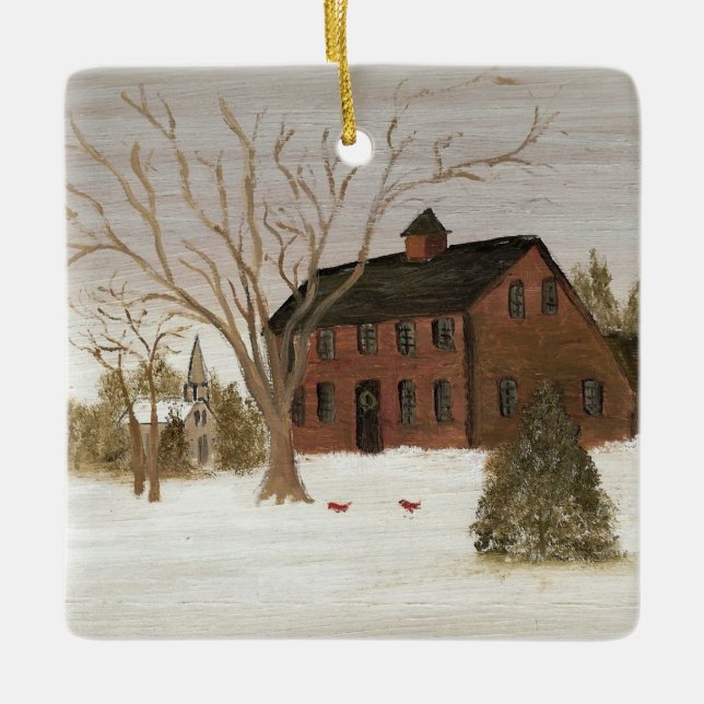 Home for Holidays Country Christmas Ceramic Ornament (Front)