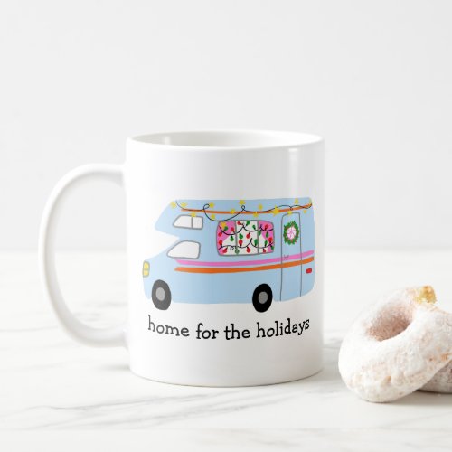 HOME FOR HOLIDAYS Retro Christmas Camper CUSTOM Coffee Mug