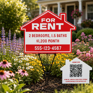 Home For Rent Yard Sign Editable Info QR code