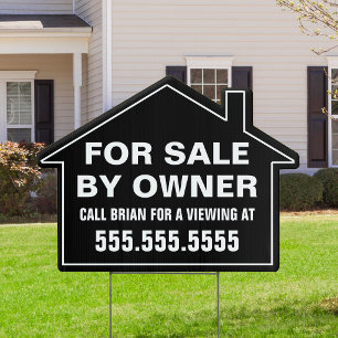Home For Sale By Owner Custom Black House Yard Sign