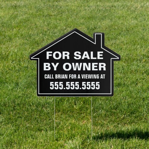 Home For Sale By Owner Custom Black House Yard Sign