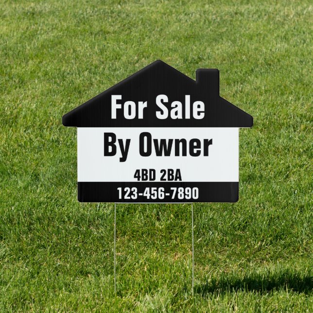 Home For Sale By Owner Phone Number Beds & Baths Sign (Insitu)