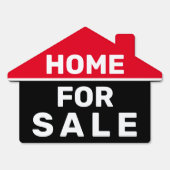 Home For Sale Red Black White House Shape Sign | Zazzle