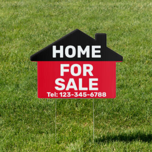 Home For Sale Red Black White House Sign