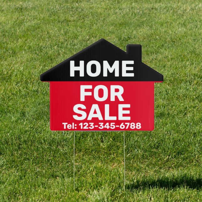 Home For Sale Red Black White House Sign (Insitu)