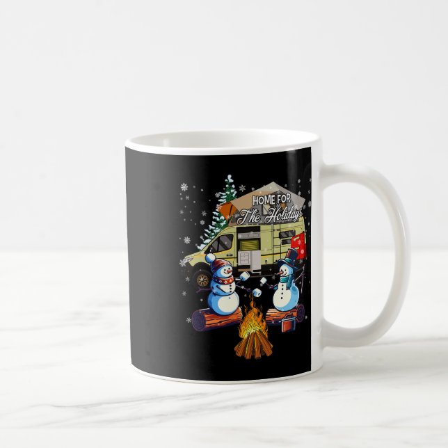 Home For The Christmas Holidays Snowman Camping  Coffee Mug (Right)