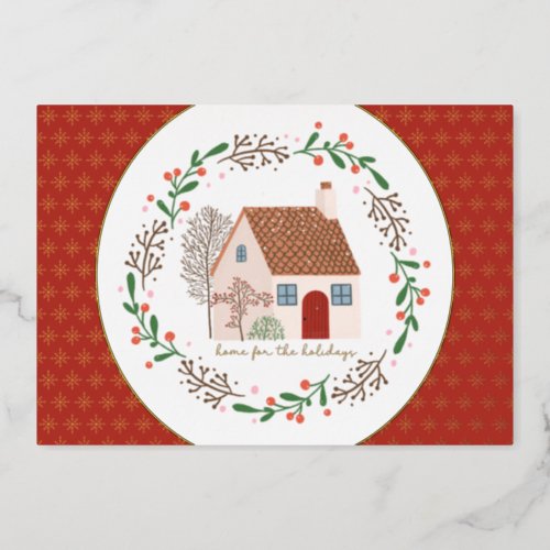 Home for the Holidays Christmas Gold Foil Holiday Card