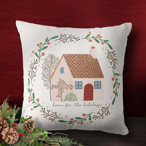 Home for the Holidays Christmas Throw Pillow