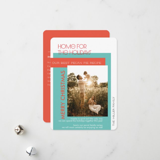 Home For The Holidays Custom Recipe Photo & Name Holiday Card (Front/Back In Situ)