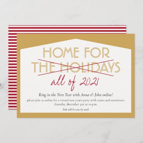 Home For The Holidays Funny New Years Eve Party Invitation
