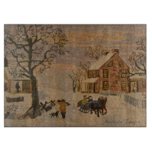 Home For The Holidays Glass Cutting Board