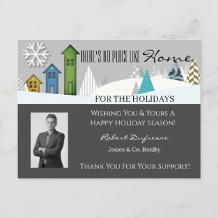 Home For The Holidays Gray Postcard