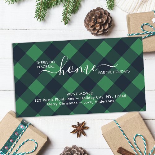 Home For The Holidays Green Buffalo Plaid Moving Enclosure Card