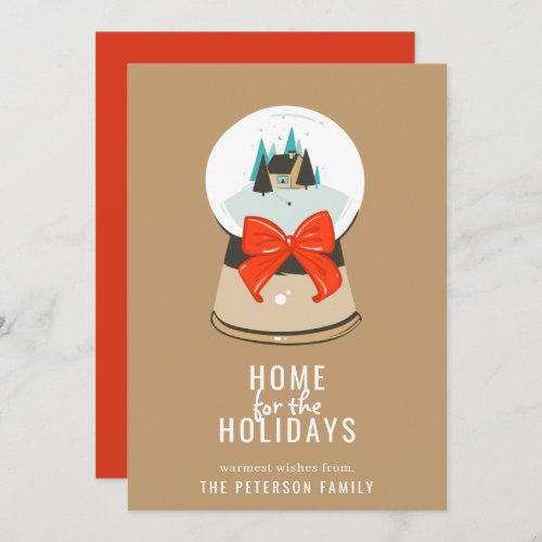 Home for the Holidays Illustrated Snow Globe Holiday Card