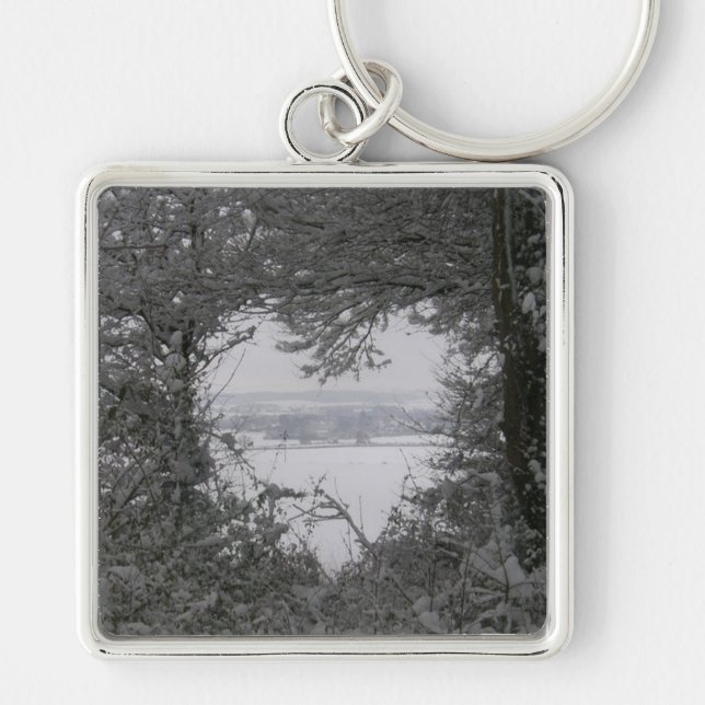 Home For The Holidays Love Snow Heart Photo Keys Keychain (Front)