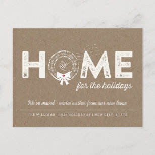 Home For The Holidays Moving Announcement Postcard