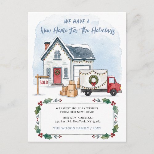 Home For The Holidays New Address Moving  Holiday Postcard