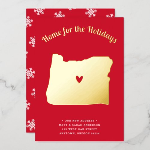 Home for the Holidays OREGON New Address Foil Holiday Card
