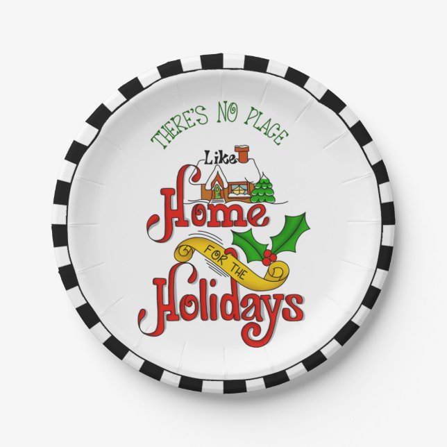 Home For The Holidays Paper Plates (Front)