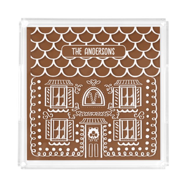 Home for the Holidays Personalized Gingerbread  Acrylic Tray (Front)