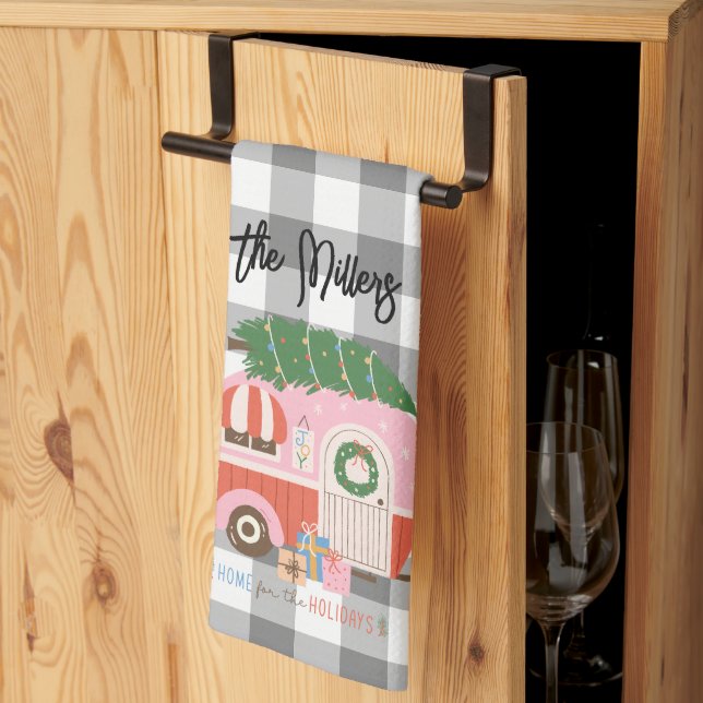 Home for the Holidays Personalized Kitchen Towel (Thirds Fold)