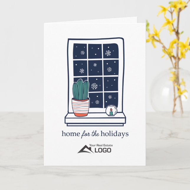 Home For The Holidays Real Estate Christmas Card (Yellow Flower)