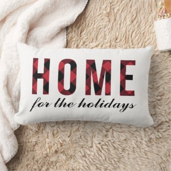 Home For The Holidays Red Buffalo Plaid Lumbar Pillow by plushpillows at Zazzle