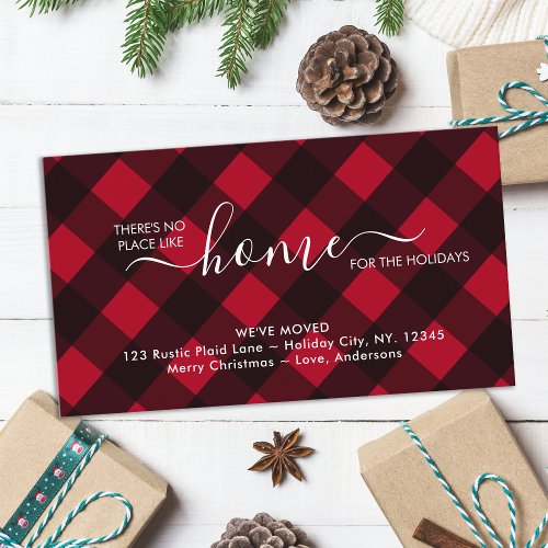 Home For The Holidays Red Buffalo Plaid Moving     Enclosure Card
