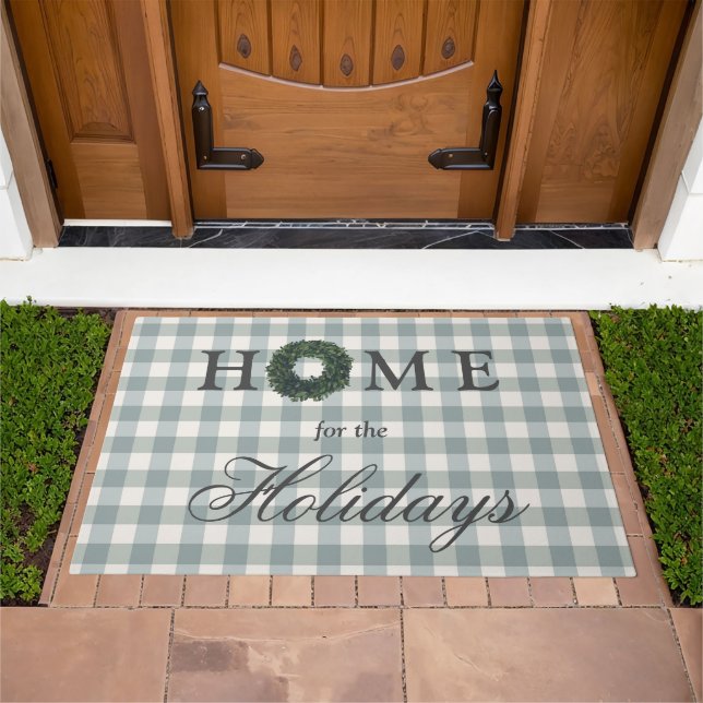 Home for the Holidays Script Hunter Green Doormat (Outdoor)