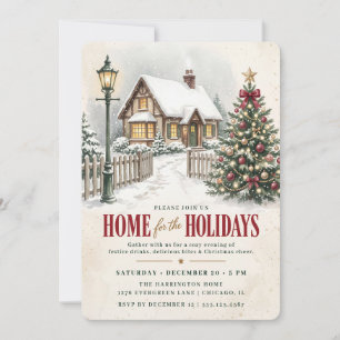 Home for the Holidays Snowy Christmas Party Invitation