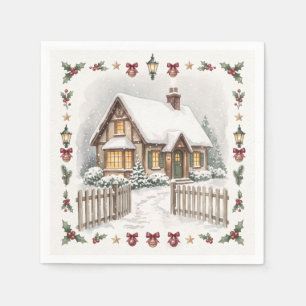 Home for the Holidays Snowy Christmas Party Napkins