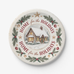 Home for the Holidays Snowy Christmas Party Paper Plates