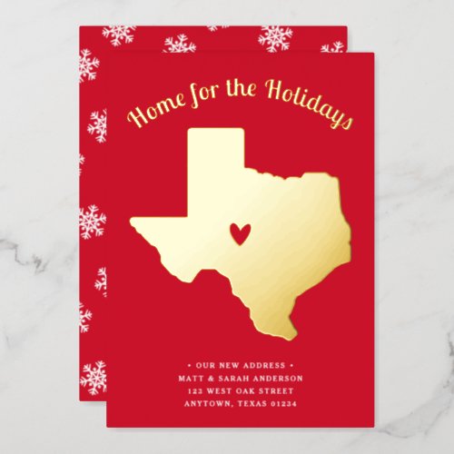 Home for the Holidays TEXAS New Address Foil Holiday Card