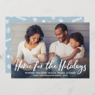 Home for the Holidays White Modern Script Photo Holiday Card