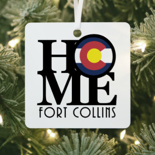 HOME Fort Collins Colorado Metal Ornament