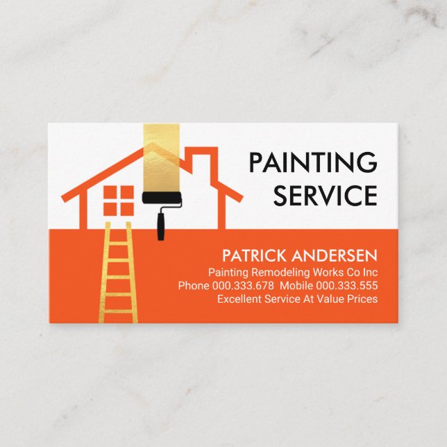 Home Frame Building Brush Painting Business Card (Front)